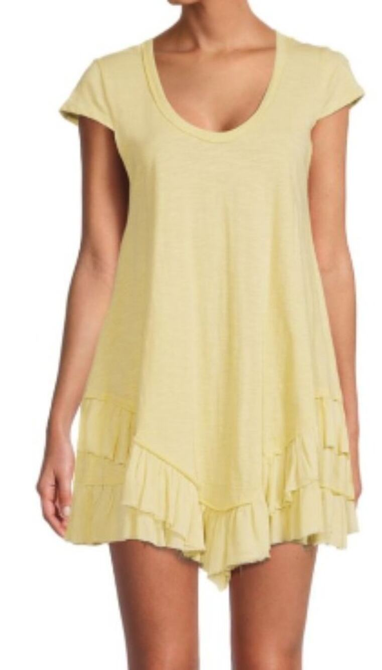 New ~ AREA STARS  ~Adorable Heathered Mini Dress In Yellow L Viscose blend FALL
